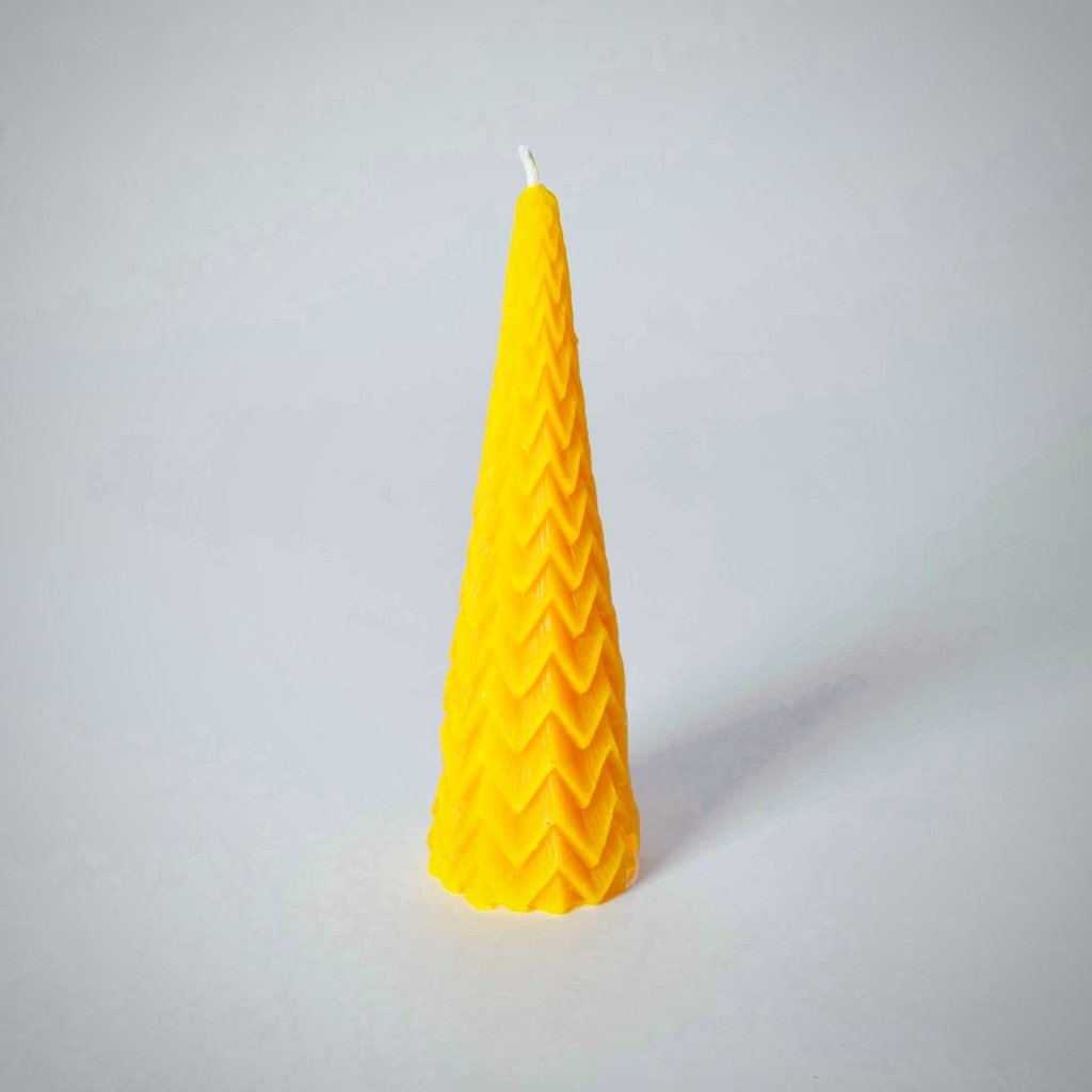 Chandelle à la cire d'abeille sapin texturé chevrons ( 6hrs)