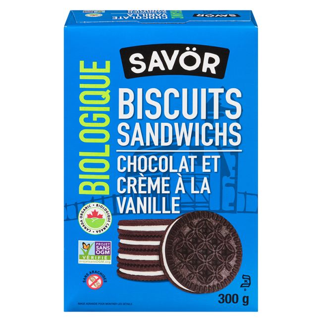Biscuits sandwichs chocolat et creme a la vanille (300 gr)
