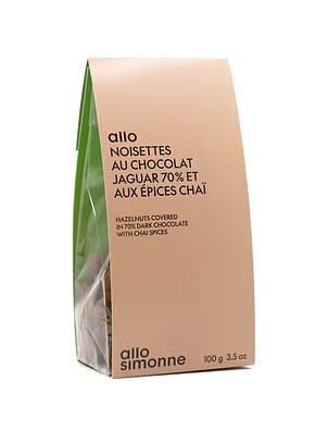 Dragées - noisettes au chocolat Jaguar 70 pourcent aux épices Chai (100g)