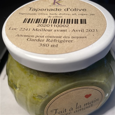 Tapenade d'olives vertes (250 ml)