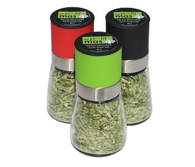 Sel aux fleurs d'ail avec moulin réutilisable