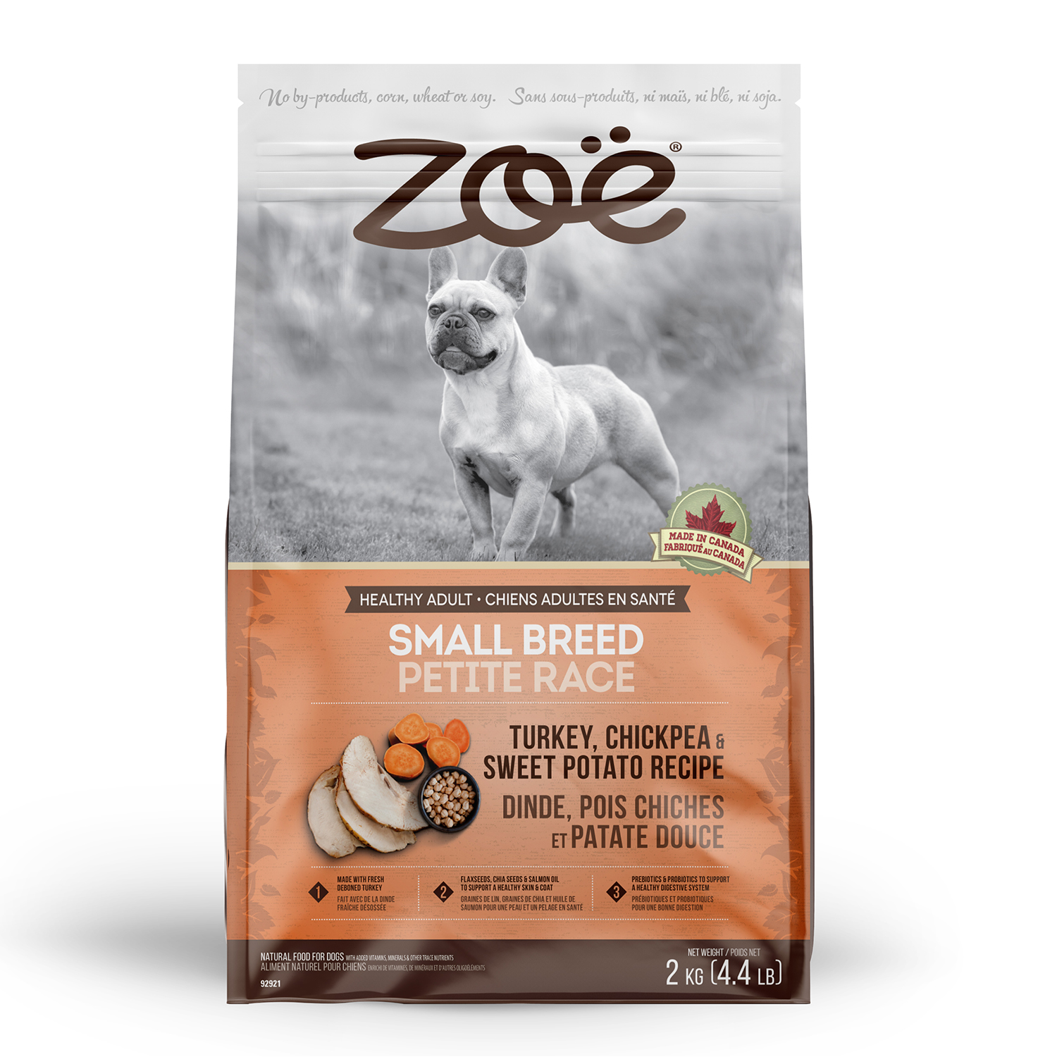 Nourriture pour petit chien dinde, pois chiche et patate douce (2kg)