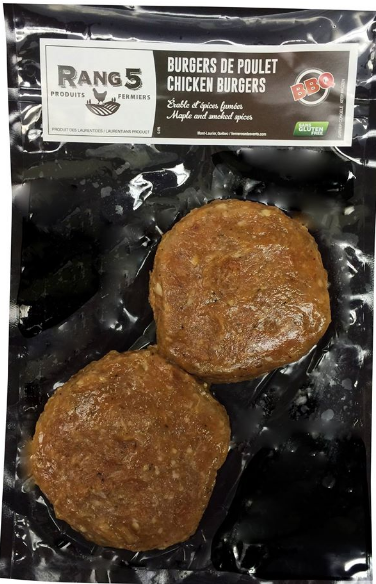 Burger poulet de grain aux épices fumées et érable (2/paquet)poids variable
