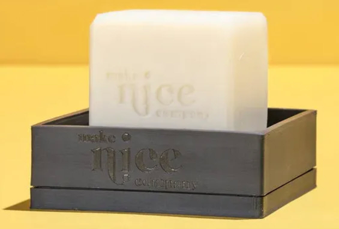 Bac a savon vaisselle solide - blanc moucheté