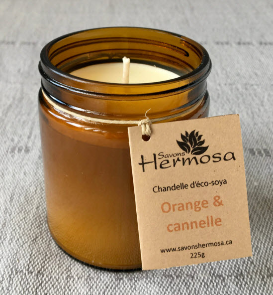 Chandelle d'eco-soya Orange et cannelle 225 gr