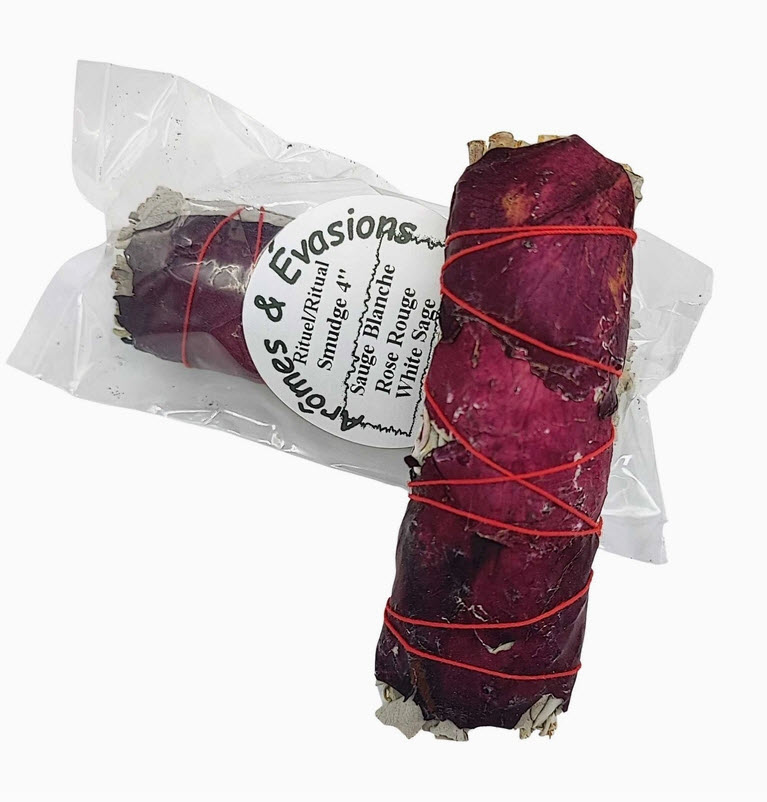Bâtonnet d'encens à maculer, pétales de sauge et de rose, 4 po