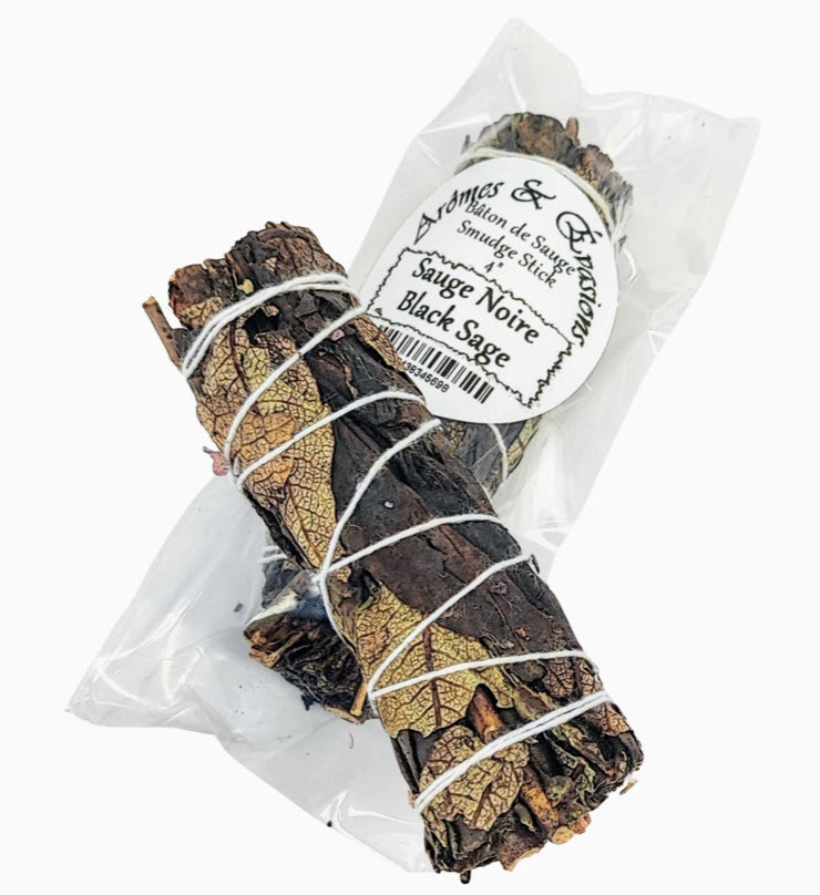 Bâtonnet d'encens à maculer, sauge blanche et noire, 4 po