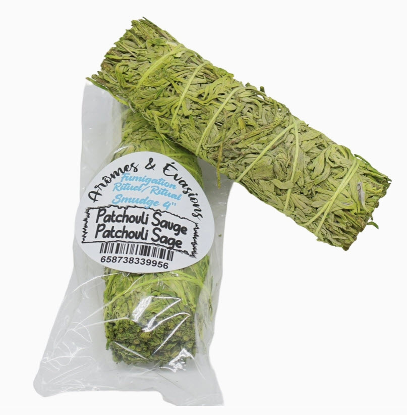 Bâtonnet d'encens à maculer, sauge et patchouli, 4 po