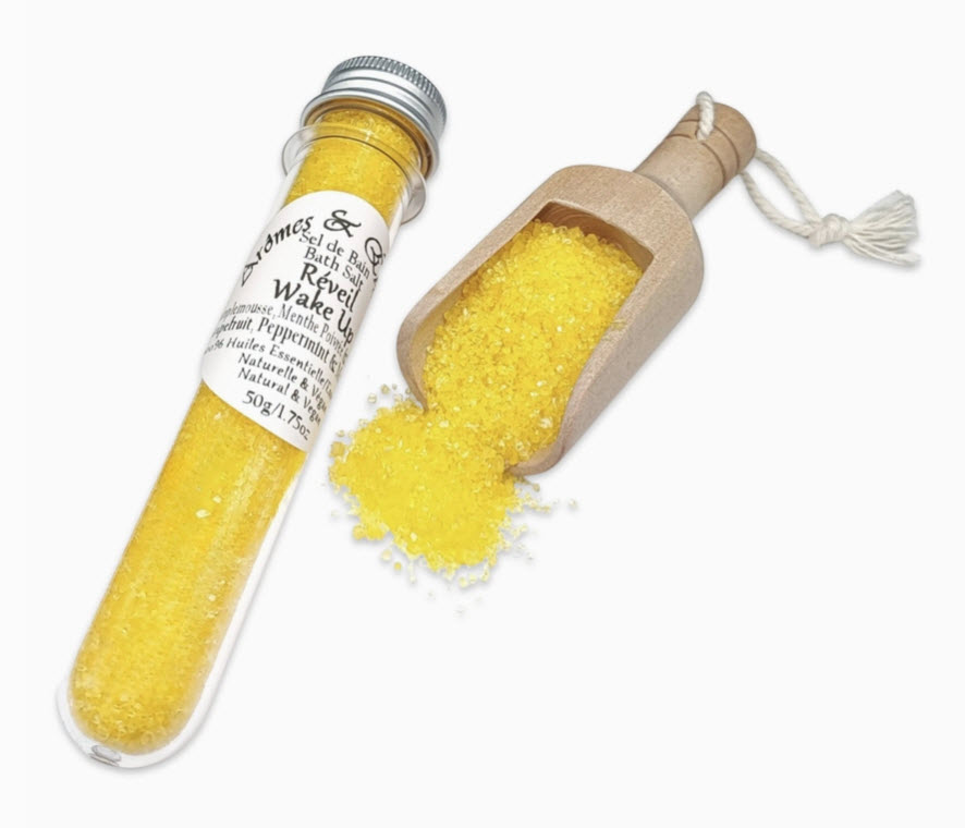 Sel de bain -Potion de réveil -Huiles essentielles de pamplemousse, de menthe poivrée et de May Chang