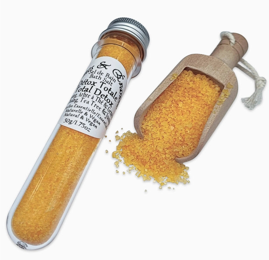 Sel de bain -Potion détox totale -Huiles essentielles de May Chang, d'arbre à thé et de genièvre