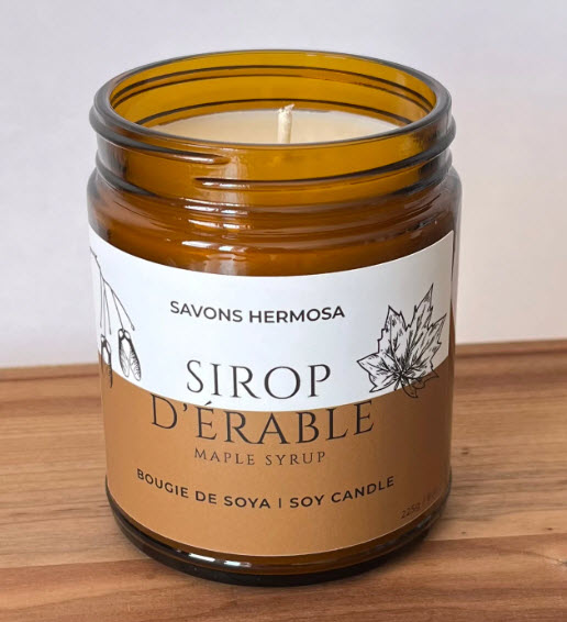 Chandelle d'eco-soya Sirop d'érable 225 gr