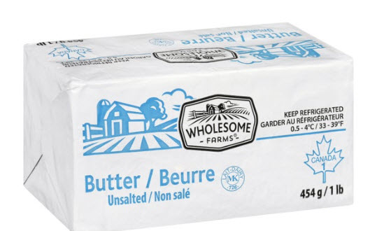 Beurre non salé Wholesome 454 gr