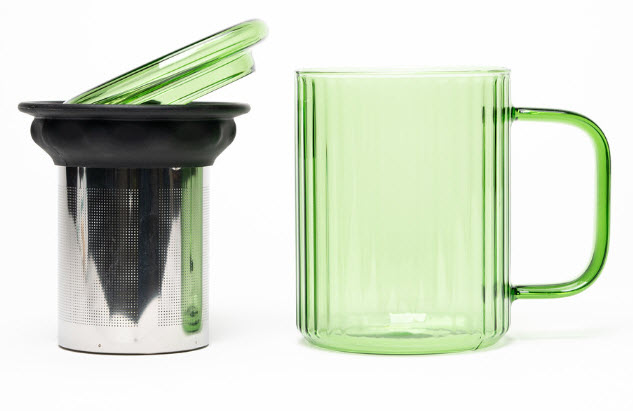 tasse en verre avec infuseur - Opale - vert jade (350 ml)