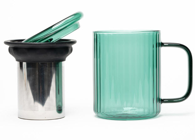 tasse en verre avec infuseur - Opale - turquoise (350 ml)