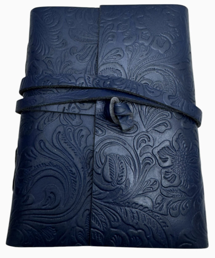 Journal Zenn Bleu Jardin Design de Fleurs Papier Fait Main Blanc Cassé